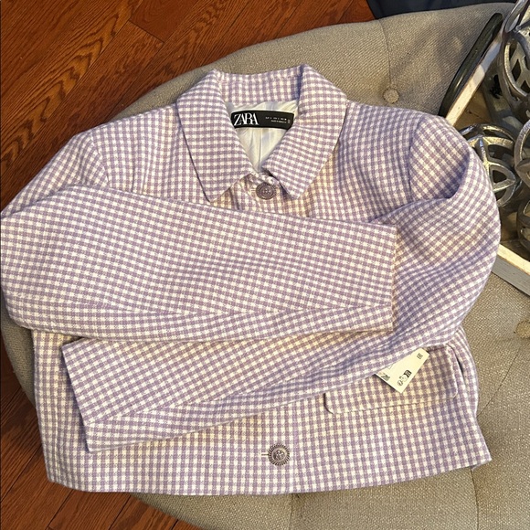 Zara Lavender Gingham Blazer - Picture 3 of 7
